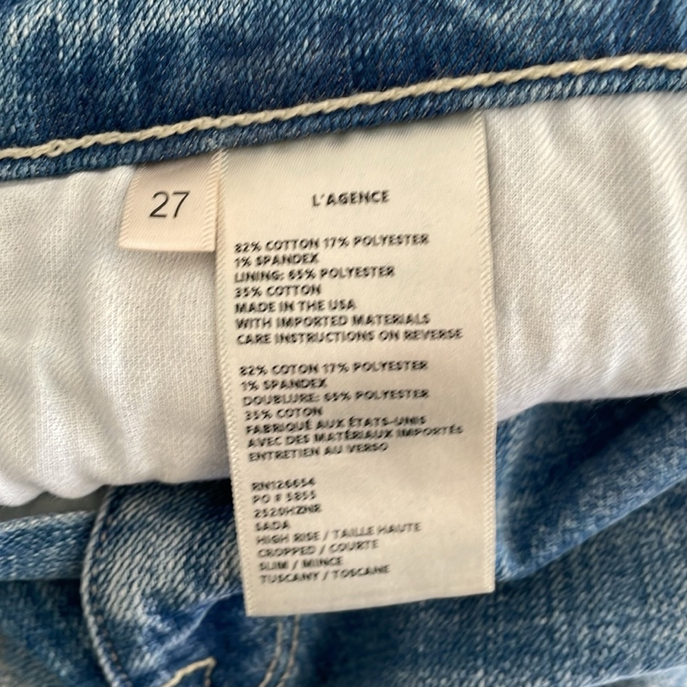 L’agence high rise cropped jeans size 27 - Picture 3 of 6